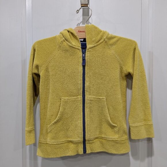 Mini Boden Yellow Towelling Hoodie Jacket Beach swim Cover Up Kids Girl Size 4 5 - Picture 2 of 6